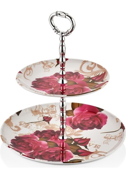 Desenli 2 Katlı Kurabiyelik Sunumluk