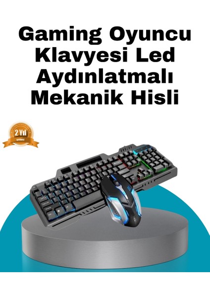 Mekanik Oyuncu Seti – LED Işıklandırma ve Ergonomik Mouse