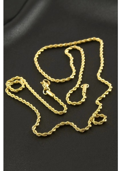 Burgulu Zincir Çelik Kolye 60 cm