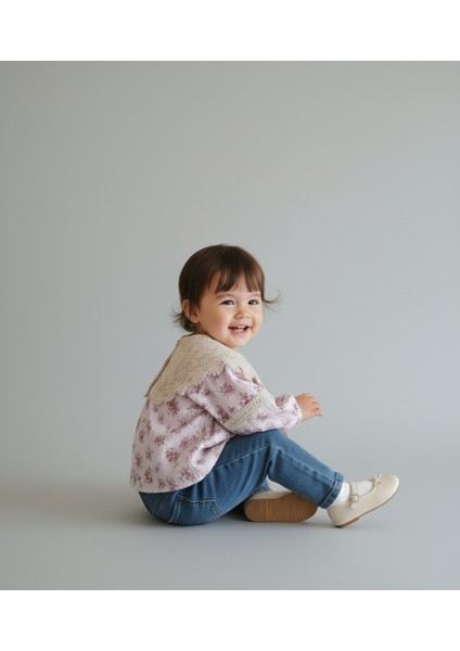 Şık Pembe Fırfırlı Sweat ve Kot Pantolonlu 2'li Takım Kız Bebek fiyatları