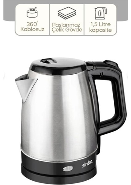 1.7l Çelik Kettle, Gizli Rezistans, Kablosuz, Çok Renkli, Şık ve Kullanışlı