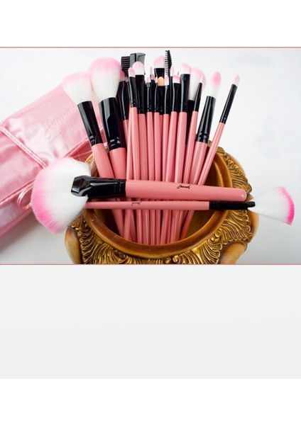 Şık Tasarımlı 32 Parça Pembe Makyaj Fırça Seti Çeyiz Hediye