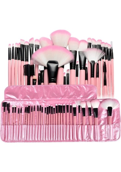 Şık Tasarımlı 32 Parça Pembe Makyaj Fırça Seti Çeyiz Hediye