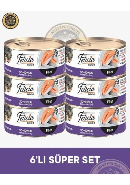 Kısırlaştırılmış Somonlu Yetişkin Kedi Konservesi 6X85GR