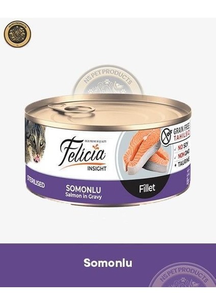 Kısırlaştırılmış Somonlu Yetişkin Kedi Konservesi 6X85GR modelleri