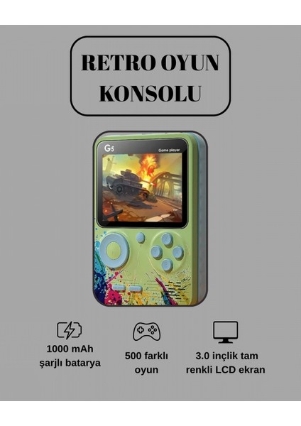G5 Game Box Retro Mini Oyun Konsolu – 500 Dahili Oyun