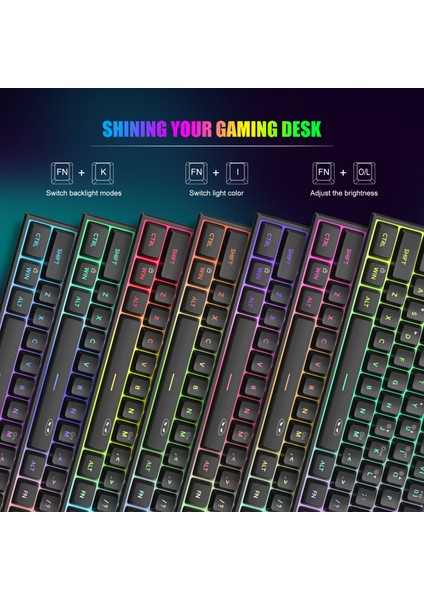 TS91 61 Tuş Rgb Kablolu Siyah Membran Türkçe Q Gaming Klavye