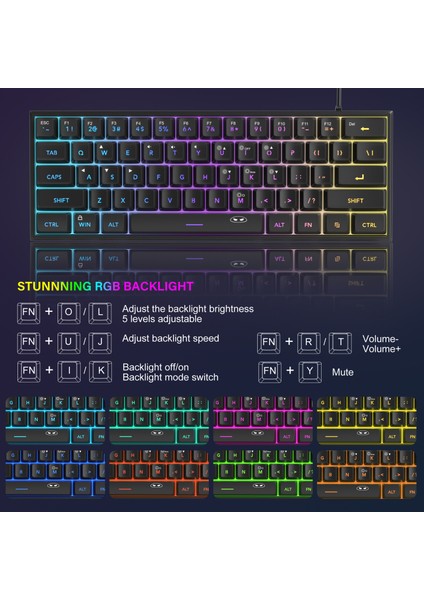 TS91 61 Tuş Rgb Kablolu Siyah Membran Türkçe Q Gaming Klavye