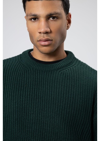 Bisiklet Yaka Oversize Triko Kazak Nefti fırsatları