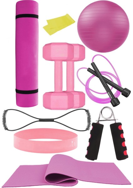 9 Parçalı Pilates Ve Fitness Seti Pilates Minderi, Dambıl, Squat Band Ve Daha Fazlası!