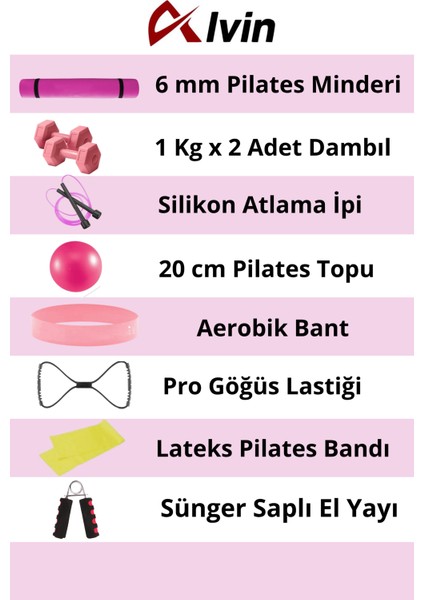9 Parçalı Pilates Ve Fitness Seti Pilates Minderi, Dambıl, Squat Band Ve Daha Fazlası! fiyatları