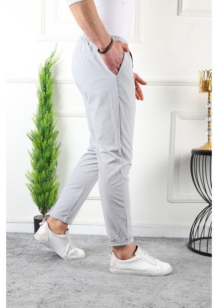 Erkek Beli Lastikli Double Paça Spor Gri Jogger Pantolon fiyatları