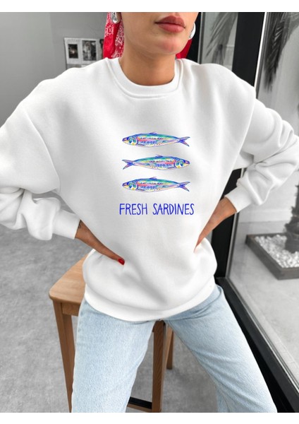 Premium Oversize Kesim Uzun Kollu Baskılı Sweatshirt