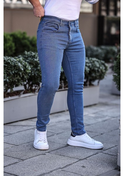 Erkek Slim Fit Yüksek Bel Dar Paça Lacivert Kot Pantolon fiyatları
