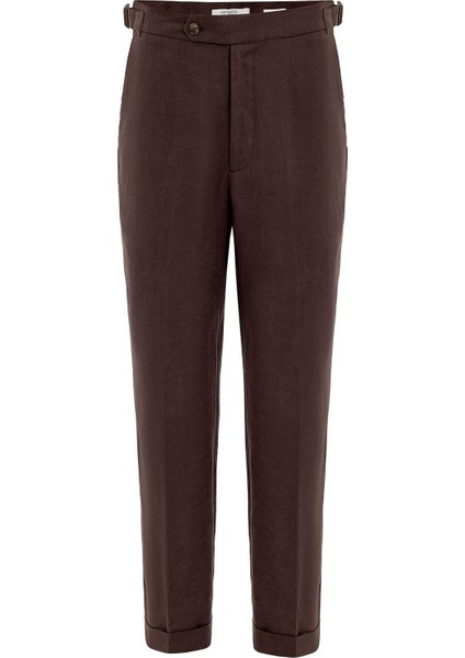 Açık Kahve 100% Keten Italyan Kesim Erkek Pantolon indirimleri