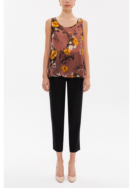 Somon Desenli Bol Kesim Kolsuz Bluz 19692