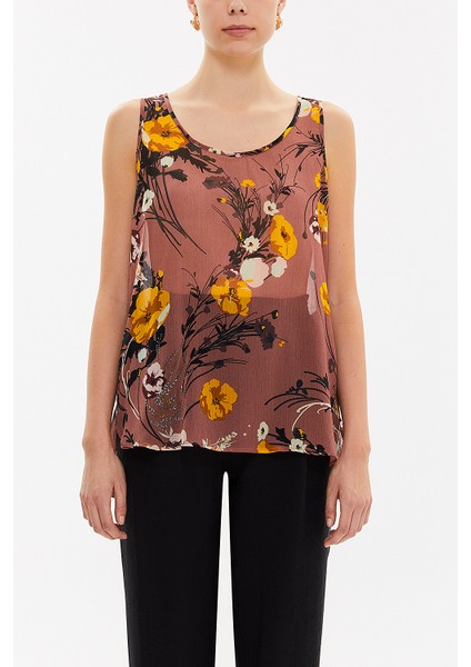 Somon Desenli Bol Kesim Kolsuz Bluz 19692 fiyatları