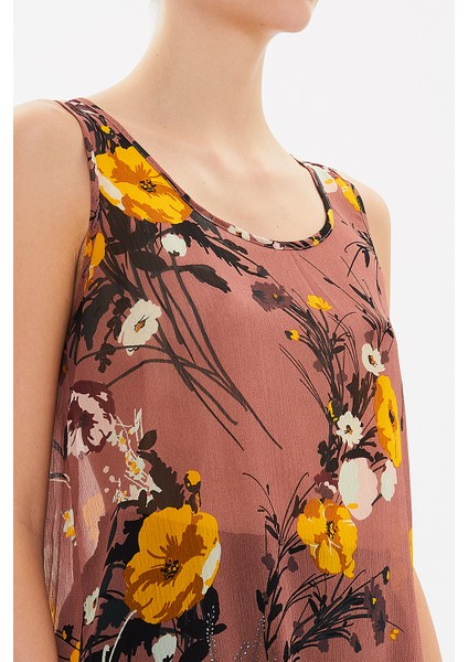 Somon Desenli Bol Kesim Kolsuz Bluz 19692 fırsatları