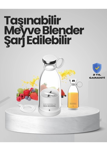 Pembe ve Beyaz Renk Seçenekli Mini Boy Meyve Sıkıcı
