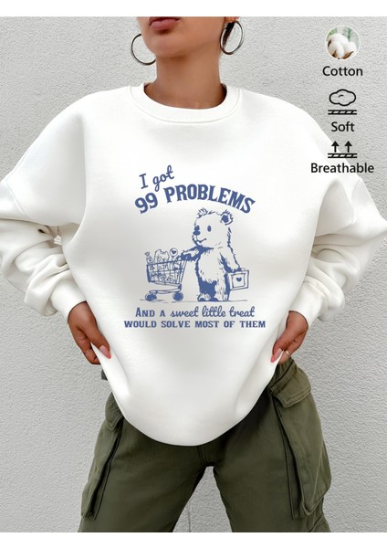 Premium Oversize Kesim Uzun Kollu Baskılı Sweatshirt