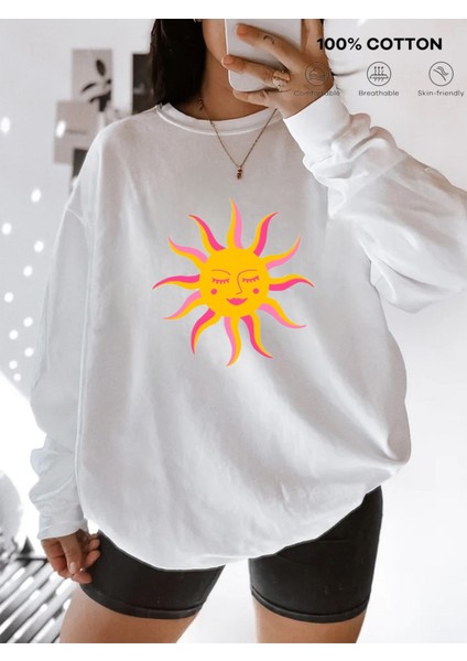 Premium Oversize Kesim Uzun Kollu Baskılı Sweatshirt