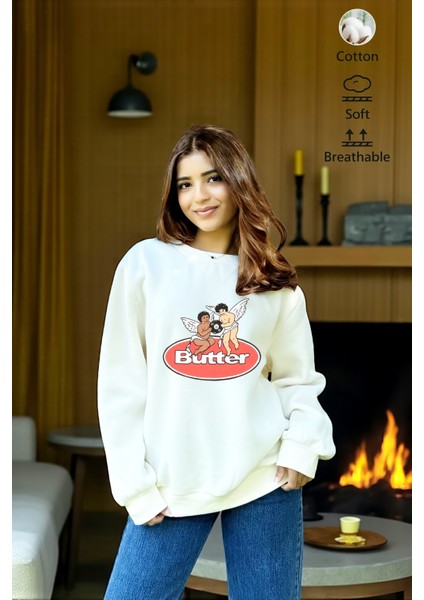 Premium Oversize Kesim Uzun Kollu Baskılı Sweatshirt