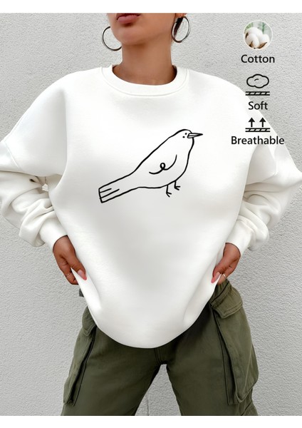 Premium Oversize Kesim Uzun Kollu Baskılı Sweatshirt