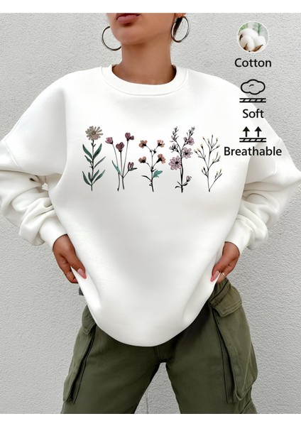 Premium Oversize Kesim Uzun Kollu Baskılı Sweatshirt