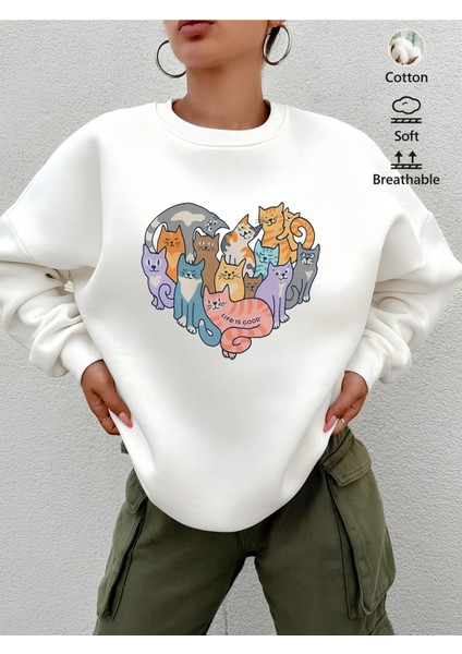 Premium Oversize Kesim Uzun Kollu Baskılı Sweatshirt