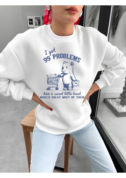 Premium Oversize Kesim Uzun Kollu Baskılı Sweatshirt