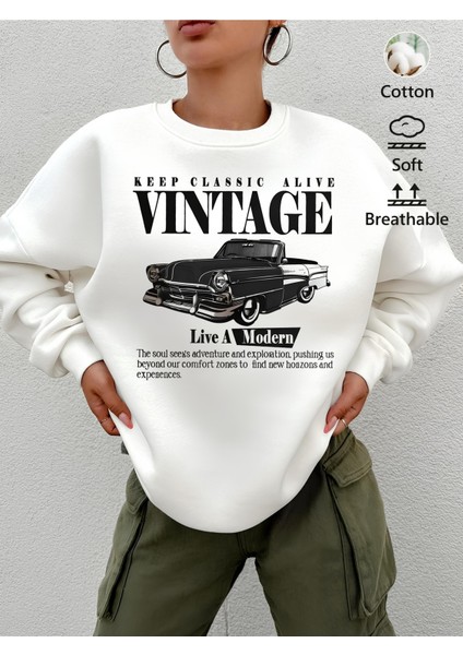 Premium Oversize Kesim Uzun Kollu Baskılı Sweatshirt