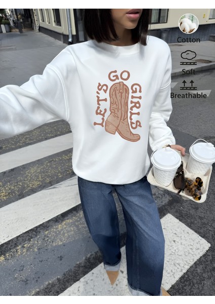 Premium Oversize Kesim Uzun Kollu Baskılı Sweatshirt