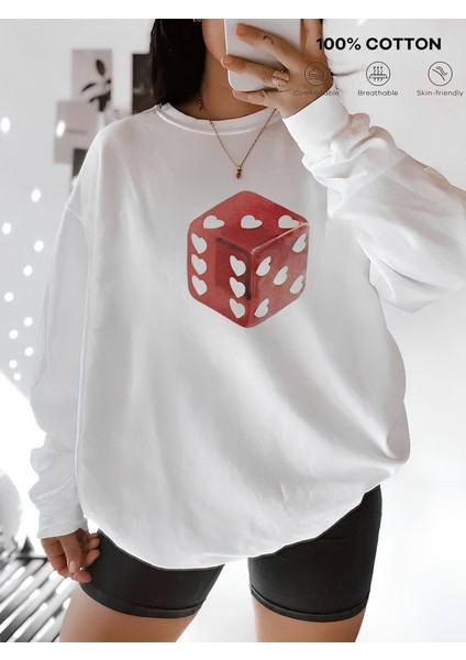 Premium Oversize Kesim Uzun Kollu Baskılı Sweatshirt
