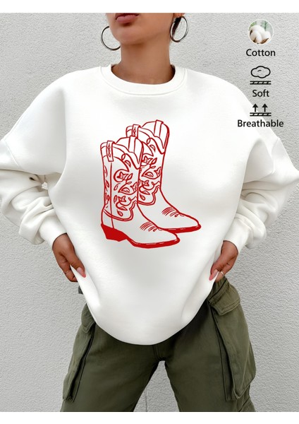 Premium Oversize Kesim Uzun Kollu Baskılı Sweatshirt