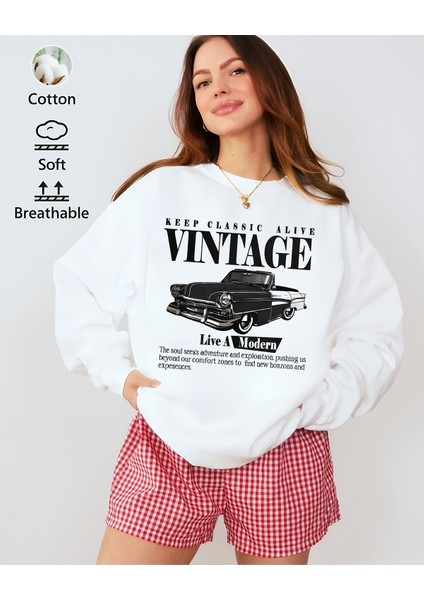 Premium Oversize Kesim Uzun Kollu Baskılı Sweatshirt