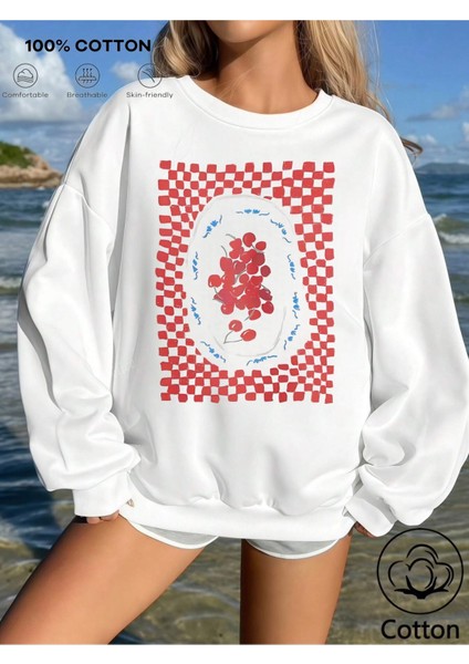 Premium Oversize Kesim Uzun Kollu Baskılı Sweatshirt