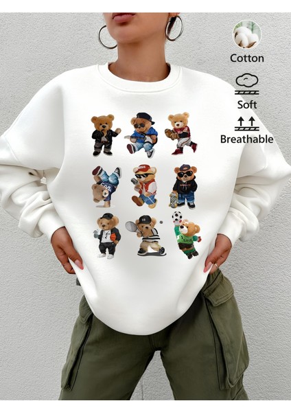 Premium Oversize Kesim Uzun Kollu Baskılı Sweatshirt