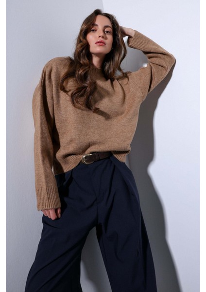 Camel Yün Karışımlı Kadın Kazak modelleri