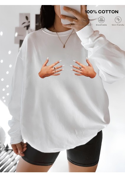 Premium Oversize Kesim Uzun Kollu Baskılı Sweatshirt