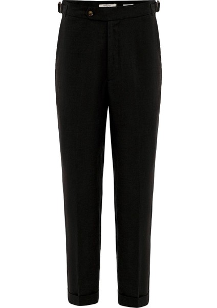 Siyah 100% Keten Italyan Kesim Erkek Pantolon indirimleri