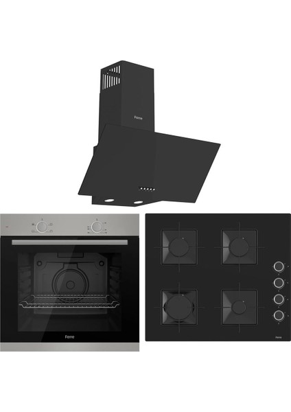 XE61MDV - SS205 - D086 4 Prog. Mekanik Statik Xl 78 Litre Ankastre Set - Inox/siyah