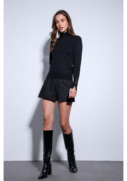 Siyah Dik Yaka Triko Kazak fiyatları