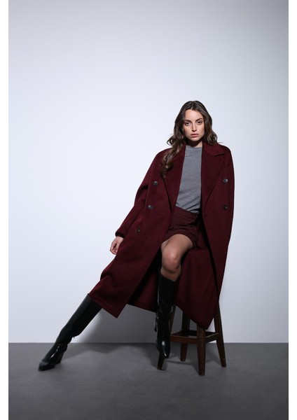 Bordo Kruvaze Kadın Kaban fiyatları