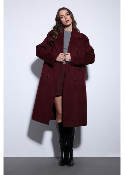 Bordo Kruvaze Kadın Kaban fırsatları