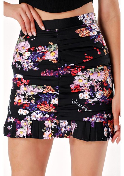 Siyah Büzgülü Dar Kesim Midi Etek 81123 indirimleri