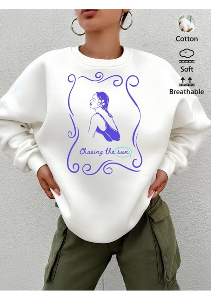 Premium Oversize Kesim Uzun Kollu Baskılı Sweatshirt