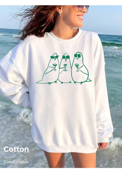 Premium Oversize Kesim Uzun Kollu Baskılı Sweatshirt