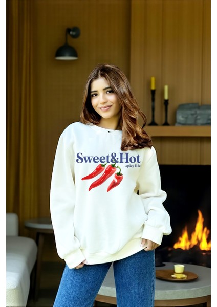 Premium Oversize Kesim Uzun Kollu Baskılı Sweatshirt