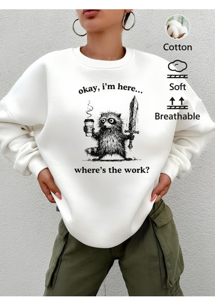 Premium Oversize Kesim Uzun Kollu Baskılı Sweatshirt