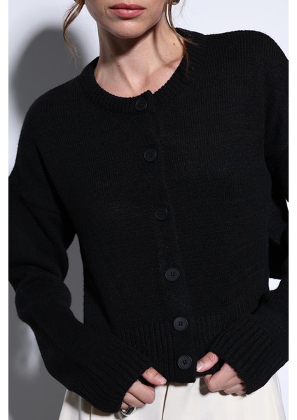 Siyah Yırtmaçlı Örgü Triko Kadın Kazak indirimleri